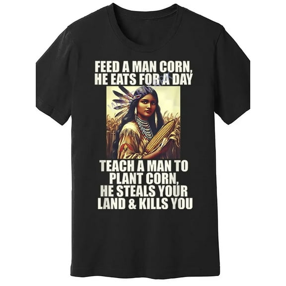 100% Pure Cotton, Anti Thanksgiving Native American Meme Printed T-shirt, Spring And Summer Round Neck Short Sleeved T-shirt, Pure Cotton Breathable Casual Sports Top, Holiday Gift