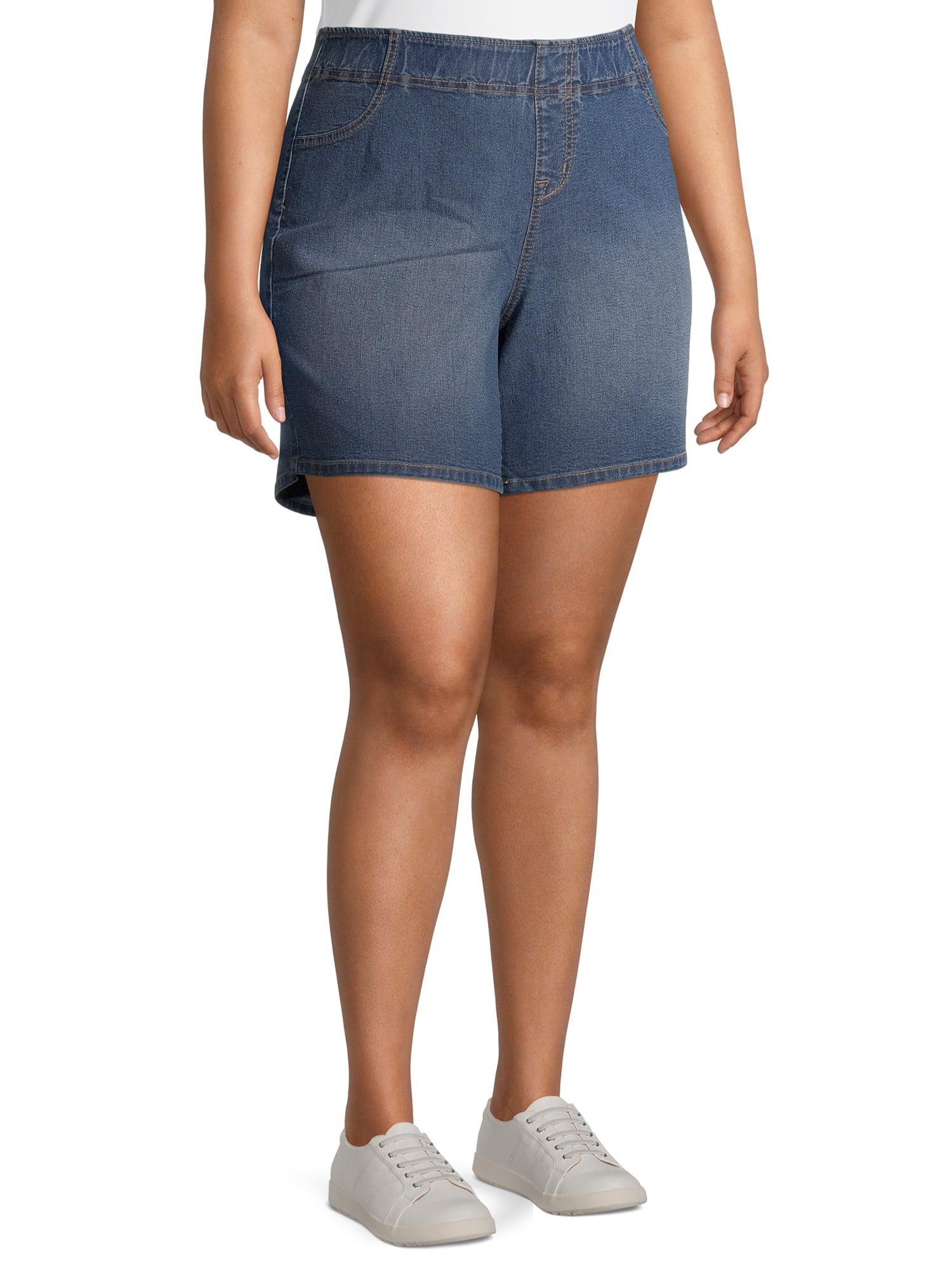 A3 Women's Plus Size Elastic Waistband 7 Inch Pull On Shorts