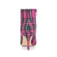 thumbnail image 2 of BLISSFUL STEP Women's Ankle Boots Plaid Stiletto Heel Pointy Toe Side Zipper Dress Boots Hot Pink 6, 2 of 6