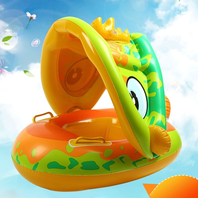 Anillos De Natación Aro salvavidas de PVC suave con parasol conveniente para las vacaciones de verano (verde) Sywqhk Para Estrenar