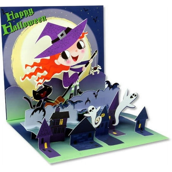 Up With Paper Little Witch Pop-Up Halloween Card