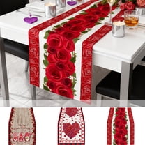 Boovnll Valentines Table Runner 13x72" Linen Love Heart Valentines Day Table Runner for Holiday Anniversary Wedding Table Decor, Valentines Day Decorations