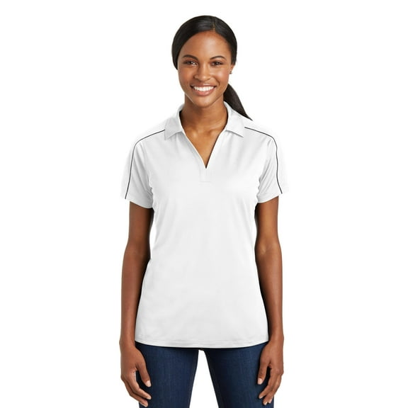 Sport-Tek Women's 100 Percent Polyester Micropique Piped Polo. LST653