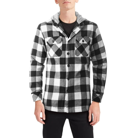 Hat and Beyond Men's Flannel Hooded Shirt Long Sleeve Lined Jacket
