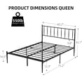 thumbnail image 7 of Queen Size Metal Platform Bed Frame with Headboard,Bed Frame Mattress Foundation with Slat Support and 12.3" Storage Height No Box Spring Needed for Girl Boy Adults Black, 7 of 7