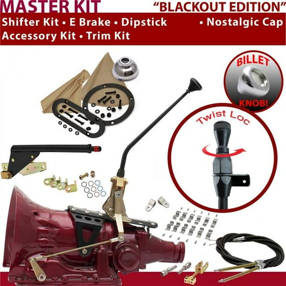 American Shifter 4L60E Shifter Kit Black 12 in. E Brake Cable Clamp Clevis Trim Kit Dipstick for F0F75