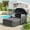 Gray, variant on Outdoor Daybed with Retractable Canopy, PE Rattan Outdoor Bed Lounger, Double Chaise Lounge for Poolside, Backyard, Patio, Beige and Black