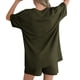 thumbnail image 5 of TaTaai Women's Summer Lounge Set Short Sleeve Round Neck T-Shirt and Elastic Waist Shorts Solid Color Matching Two Piece with Pockets for Comfortable Daily Wear Gift, 5 of 7