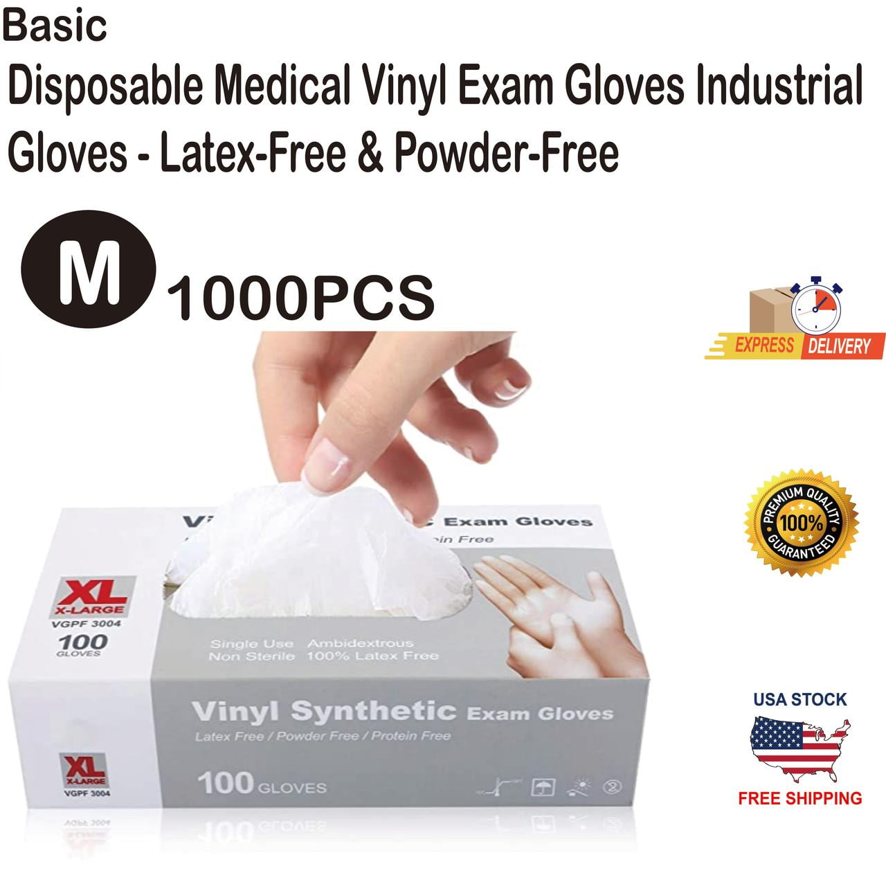 Basic Medical Clear Vinyl Exam Gloves LatexFree & PowderFree