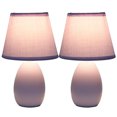 thumbnail image 2 of Creekwood Home Nauru 9.45" Traditional Petite Ceramic Oblong Bedside Table Desk Lamp Two Pack Set with Matching Tapered Drum Fabric Shade for Nightstand, End Table, Dorm, Purple, 2 of 6