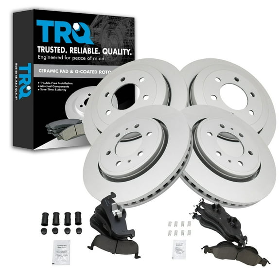 TRQ Front and Rear Brake Pad & Rotor Kit Brake Pads Brake Rotor Ceramic Premium G-Coated Fits Select 2007-2009 Ford Expedition Lincoln Navigator