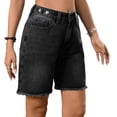 thumbnail image 2 of Women'S Jorts Baggy High Waisted Jean Shorts Ripped Denim Bermuda Shorts Y2K Shorts Black XXL, 2 of 8