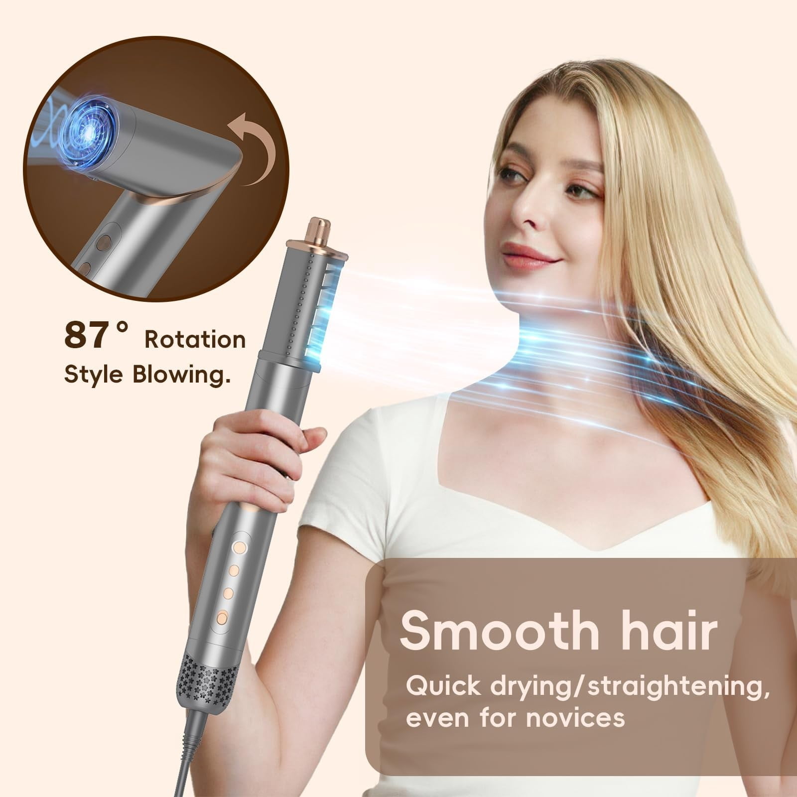 8 in 1 Hair Dryer Air Styler, 110000 RPM High Speed Rotate Air Styler Wrap, H...