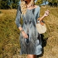 thumbnail image 3 of Gray Wolf in Snow Women's 3/4 Sleeve Dresses Elegant A-Line Midi Dress Flare Summer Casual Sundress, 3 of 9