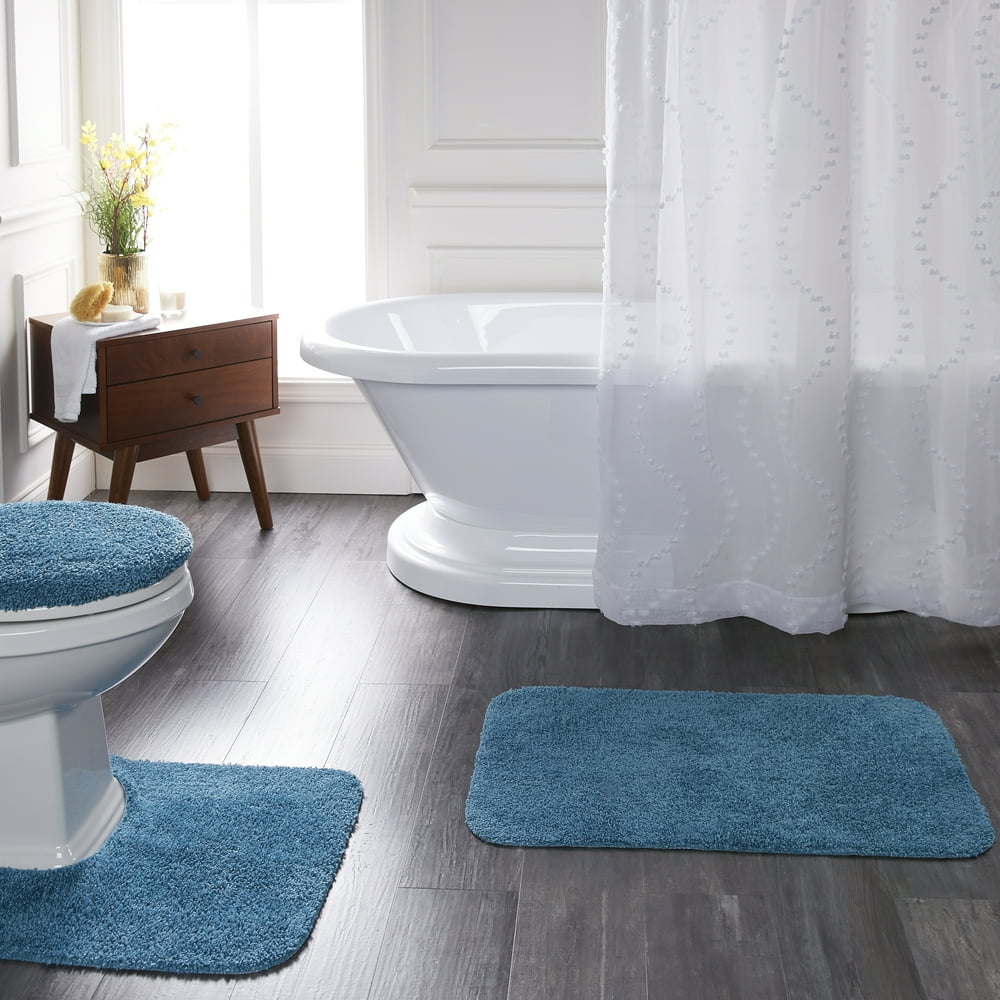 Mainstays Basic Bath Rug 3 Piece Set, Turquoise Sky, 19.5" x 32