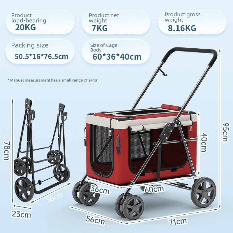 Bello BL09 wholesale pet stroller dog cat trolley outdoor car foldable car bag separated