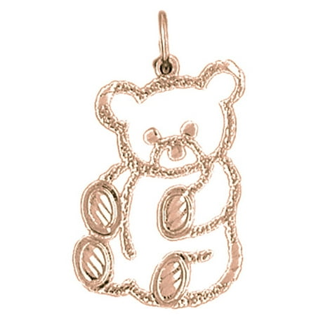 14K Rose Gold Teddy Bear Pendant - 26 mm