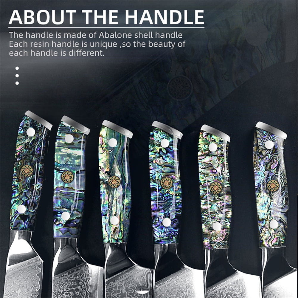 Kitchen Knife Damascus Steel Knife VG10 67 Layers Japanese Chef Knives Santoku Carving Cutting Tool Abalone Shell Handle with Sheath and Giftbox
