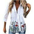 thumbnail image 2 of Palato Women's Plus Size Tops,Fashion Women Casual Long Sleeve Floral Flower Print Irregular Shirt Tops, 2 of 7