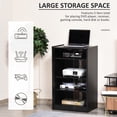 thumbnail image 5 of Newboti Furniture 5-Tier Media Stand Cabinet with 3-Level Adjustable Shelves, Tempered Glass Doors, and Cable Management, Distressed Black BN.3139, 5 of 9
