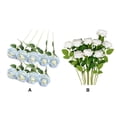 thumbnail image 2 of Ounissouiy Paquete de 9 flores artificiales DIY falso rosa boda hogar simulación ramo atmósfera habitación fotografía azul blanco Decoración Azul blanco Ounissouiy HA062955-01B, 2 of 6