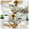 thumbnail image 7 of 5-Piece Dining Table Set, 50" Modern Rectangular Tempered Glass Table & 4 Tufted Velvet Chairs with Stainless Steel Legs, Dining Set for Kitchen, Office, 7 of 7