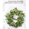 thumbnail image 5 of 18 Inch Artificial Eucalyptus Wreath for Front Door, Green Eucalyptus Leaf Wreath with White Berries for Spring Summer Farmhouse Decor, Year Round Indoor Outdoor Hanging, 5 of 6