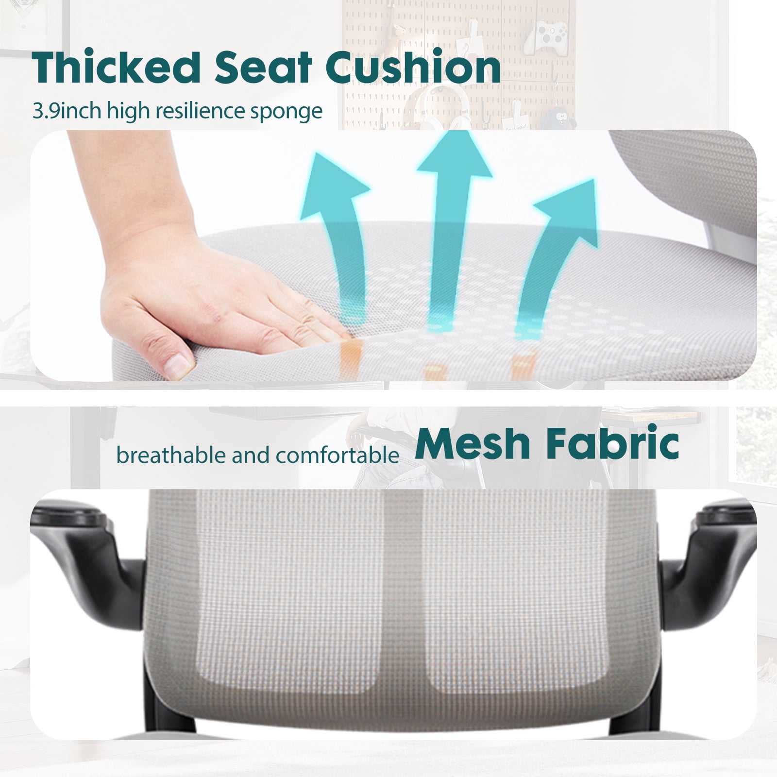 Ergonomic Mesh Computer Chair with Flip-up Armrests and Lumbar Support