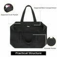 thumbnail image 4 of Muka Large Canvas Tote Bag with Outer & Inner Pocket, 21.5 x 16 x 6 Inch Black Grocery Shopping Bag, 4 of 6