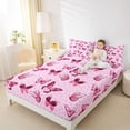 thumbnail image 4 of jejeloiu Pink Butterfly Print Queen Sheet Sets,Boho Wild Animal Flat Sheet,Cute Cherry Blossom Queen Fitted Sheet For Girl,Microfiber Bedroom Decor,4-Piece, 4 of 7