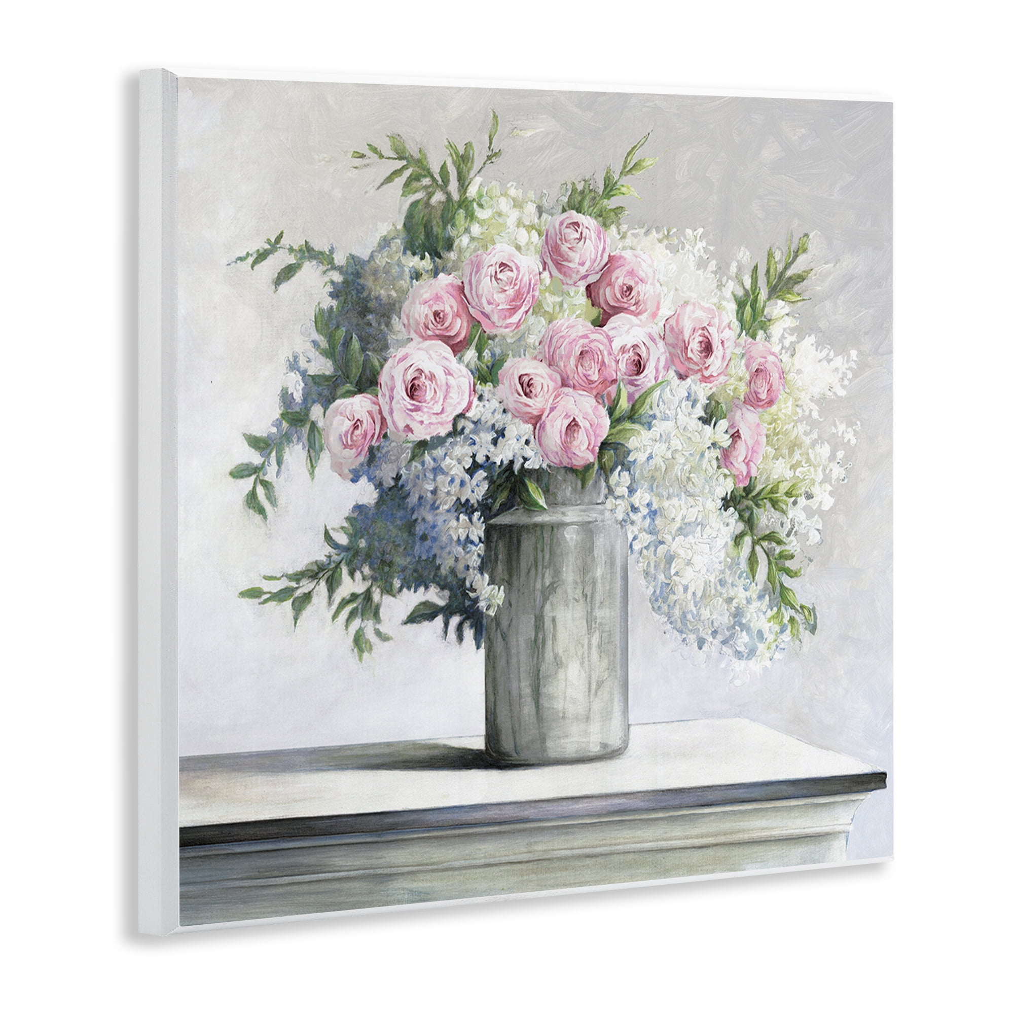 Stupell Industries Soft Pink Roses Botanical & Floral Painting Unframed Art Print Wall Art, 12 x 12