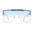 thumbnail image 3 of Oversize Rectangle Shield Flat Top Mob Sunglasses Blue Pink, 3 of 4