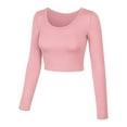 thumbnail image 5 of KOGMO Womens Long Sleeve Crop Top Solid Round Neck T Shirt, 5 of 8