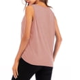 thumbnail image 4 of Débardeurs d'Entraînement pour Femmes Sans Manches à Cordon de Serrage Couleur Unie Chemises Décontractées Col Rond Blouses d'Été Confortables, 4 of 4