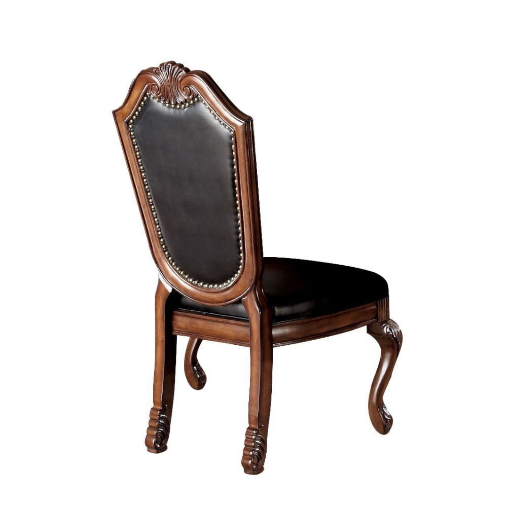 Acme Chateau De Ville Black PU & Cherry Side Chair (Set-2), Location: Indoor