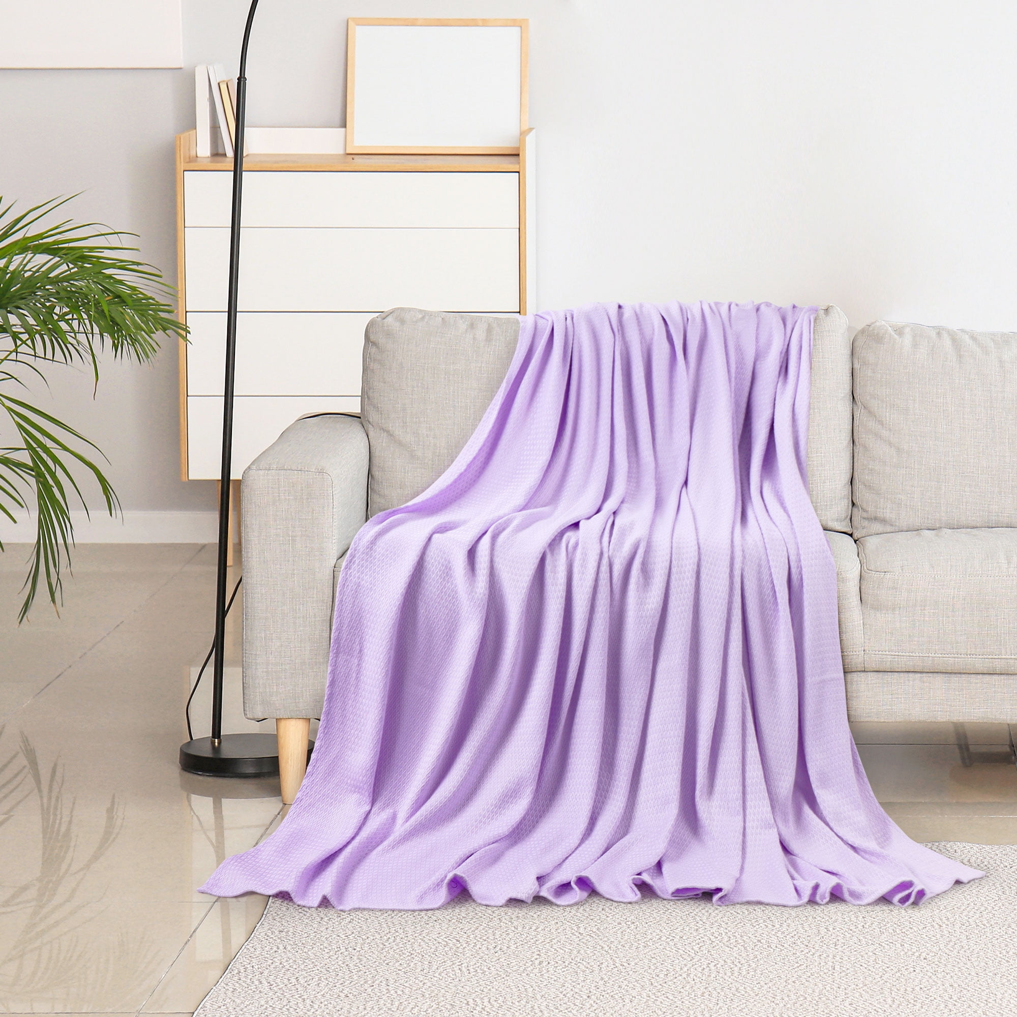 REGALWOVEN Bamboo Viscose Cooling Blanket All Seasons Breathable for Hot Sleepers for Bed, Sofa Twin Lavender