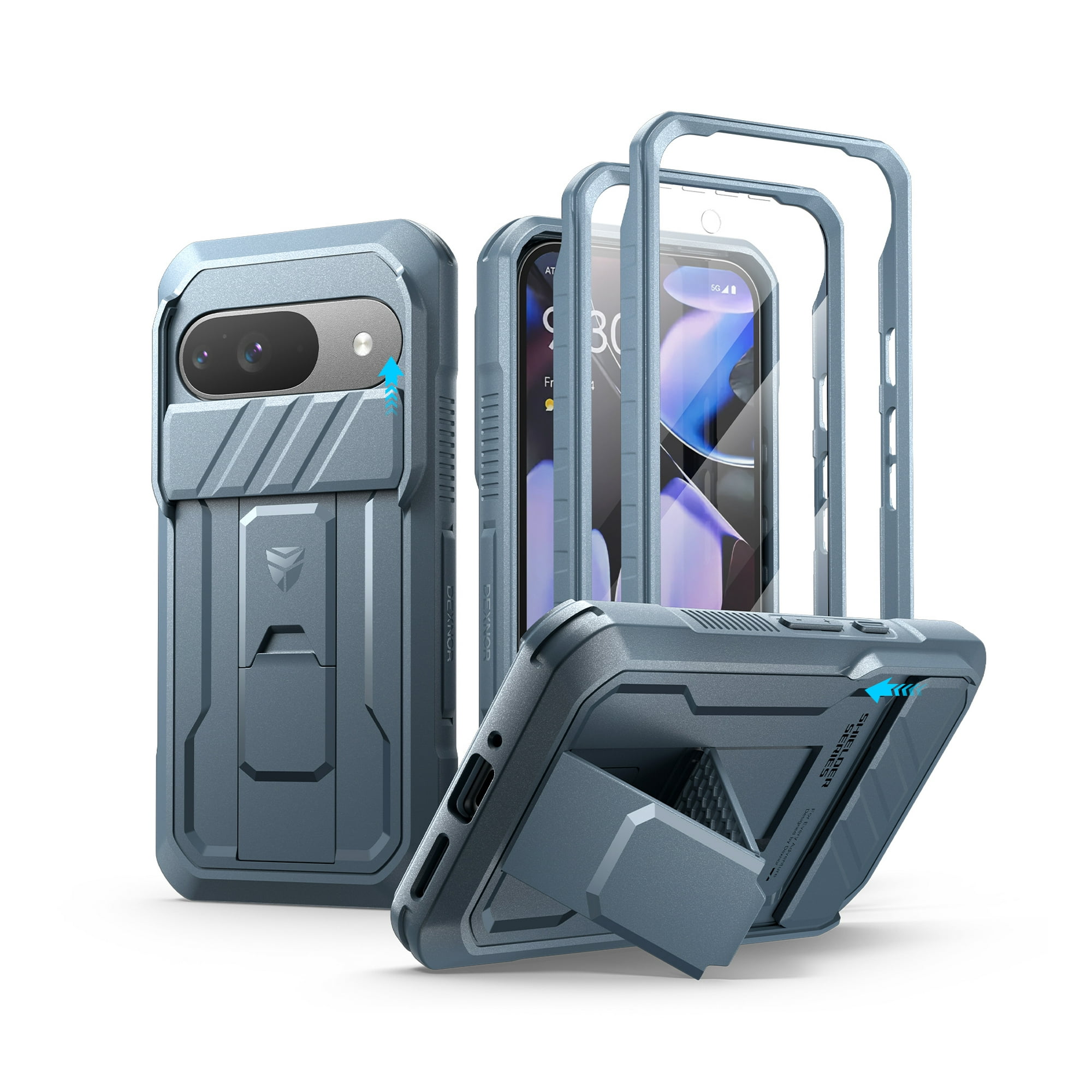ANOUKE Coque IPhone XR Armure + 3 Verres Trempés – Protection 360° Avec Support Rotatif Et Cache-Objectif Coulissant