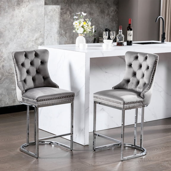 2-Pack, High Back Bar Stools | Fits Any Kitchen Counter | Luxurious Look and Long-Lasting Comfort