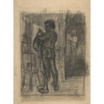 thumbnail image 2 of Félicien Rops 14x18 Black Ornate Wood Framed Double Matted Museum Art Print Titled - Standing Man with Beer Mugs, 2 of 5