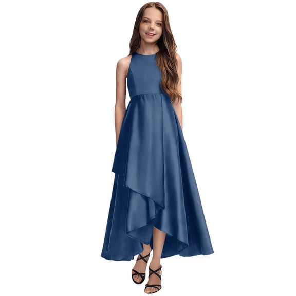 XQYLOS Teen Girls Bridesmaid Dress š„lowy Swing Sleeveless A Line Long Wedding Pageant Birthday Party Formal Kids Gown