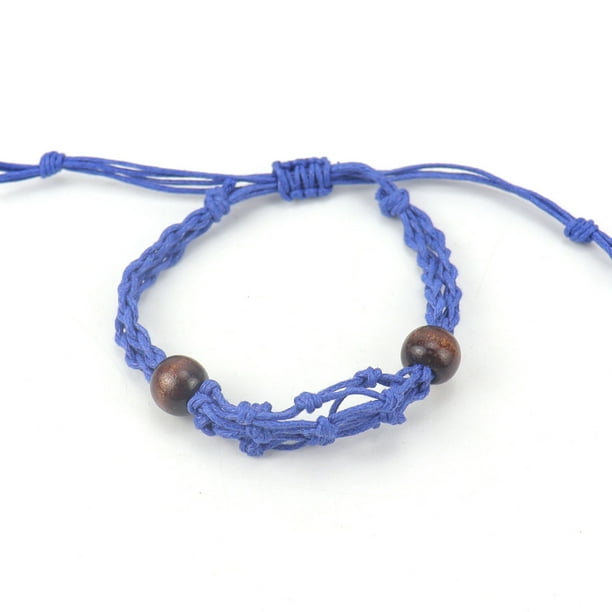 Xiao Hua Pulsera de cuentas hecha a mano, ideal para hombres y mujeres. Pulsera de malla tejida a mano, ajustable y elástica, con piedra natural (azul oscuro).