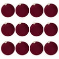 thumbnail image 2 of 12-Pack Flocked Velvet Christmas Tree Ball Ornaments Set,Shatterproof Plastic Decorations for Xmas Tree,Wreath,Garland Holiday Decor,80mm/3.14 Inches(Wine), 2 of 8