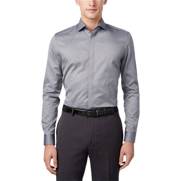 Calvin Klein - Camisa elegante con botones para hombre, gris, extragrande Calvin Klein Botones al frente