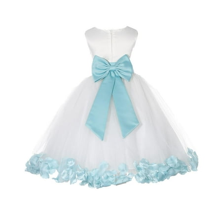 

Ekidsbridal Wedding Pageant Rose Petals Ivory Tulle Junior Bridesmaid Toddler Dress Summer Easter Dress First Communion Clothing Holiday Recital Dress Princess Formal Occasions 302T Flower Girl Dress