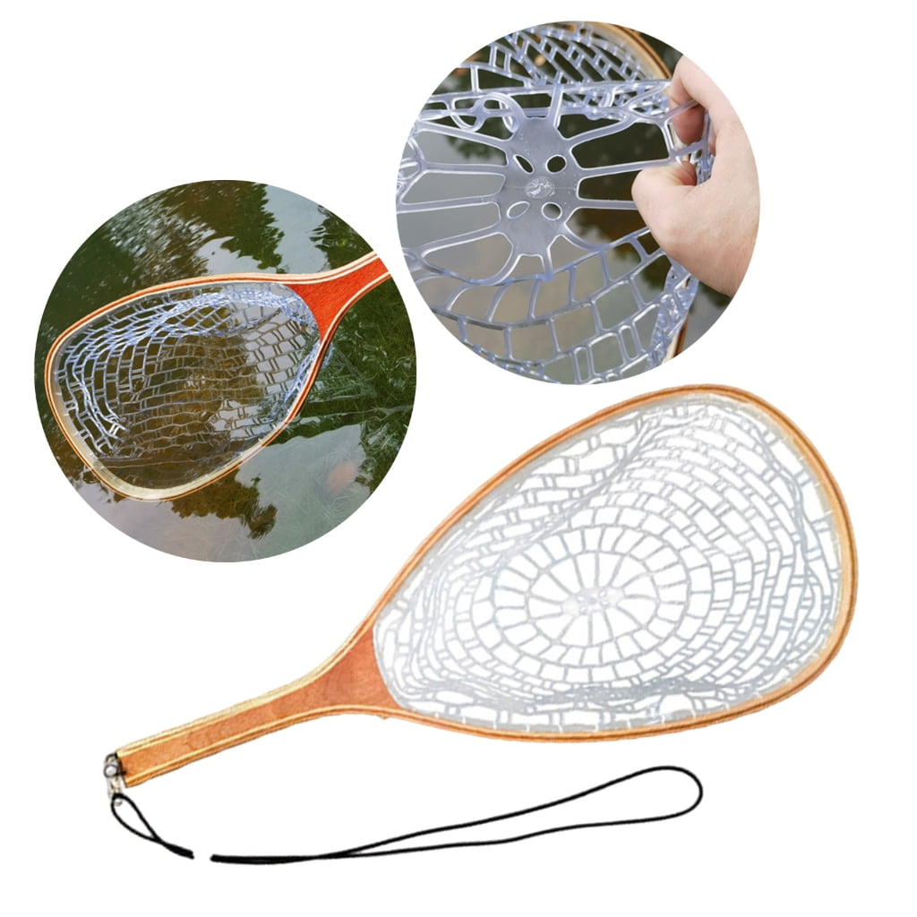 Yokua Portable Landing Fish Net with Rubber Mesh Fishes Catching Releasing Net