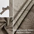 thumbnail image 5 of DWCN Ombre Blackout Curtains–Damask Patterned Thermal Insulated Noise Reducing Grommet Curtains for Bedroom Living Room, 52 x 84 Inches, Set of 2 Panels with Tiebacks, Brown, 5 of 7