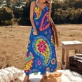 thumbnail image 2 of Vibrant Paisley Pattern Bright Colors Blue Background Design Sleeveless Dress Woman Fashion Long Dresses Women's Summer Suit Dress 2025, 2 of 7