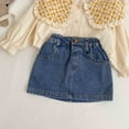 thumbnail image 6 of Girls Skirts Toddler Kids Girls Summer Thin Breathable Solid Denim Skirt Ripped Distressed Ra Trim Skirt Girls Dress Blue 12 Months-18 Months, 6 of 7
