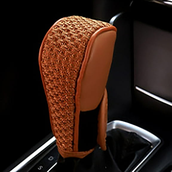 Car Gear Shifting Knob Cover Vehicle Interior Decoration Accessories Anti-Slip Anti-Scratch Automotive Shifter Knobs Cover For Car SUV Truck-brown