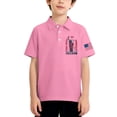 thumbnail image 2 of CCRFTGI 250 Anniversary USA Flag Polo Shirts for Child Girls Boys Size 7 School Uniform America 250 Flag freedom Shirt Golf Lapel Button Collared Polo Quick Dry Summer T-Shirts Pink 7-8 Years, 2 of 7